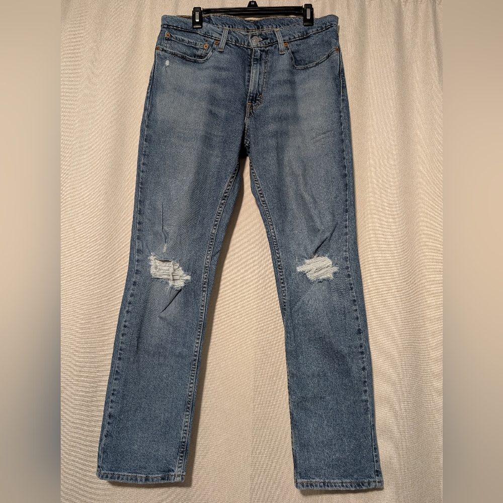 🌷Levi's Men 511 Medium Wash Distressed Slim Fit Denim Jeans Size 34x32